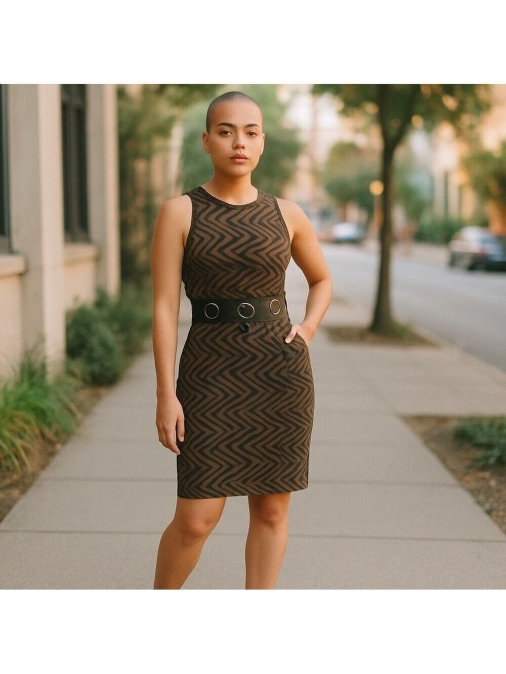 Forever 21 Women Knit Dress, Brown/Black, Size M